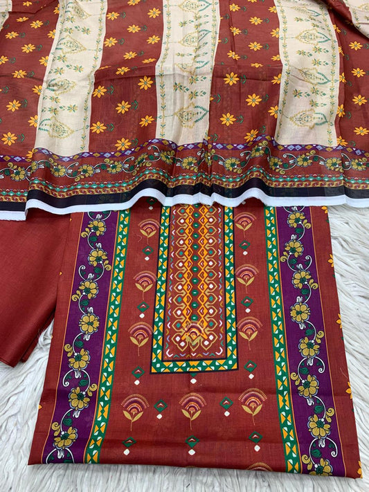 3Pc Sapphire Lawn Digital Printed Unstitched Suit 0200