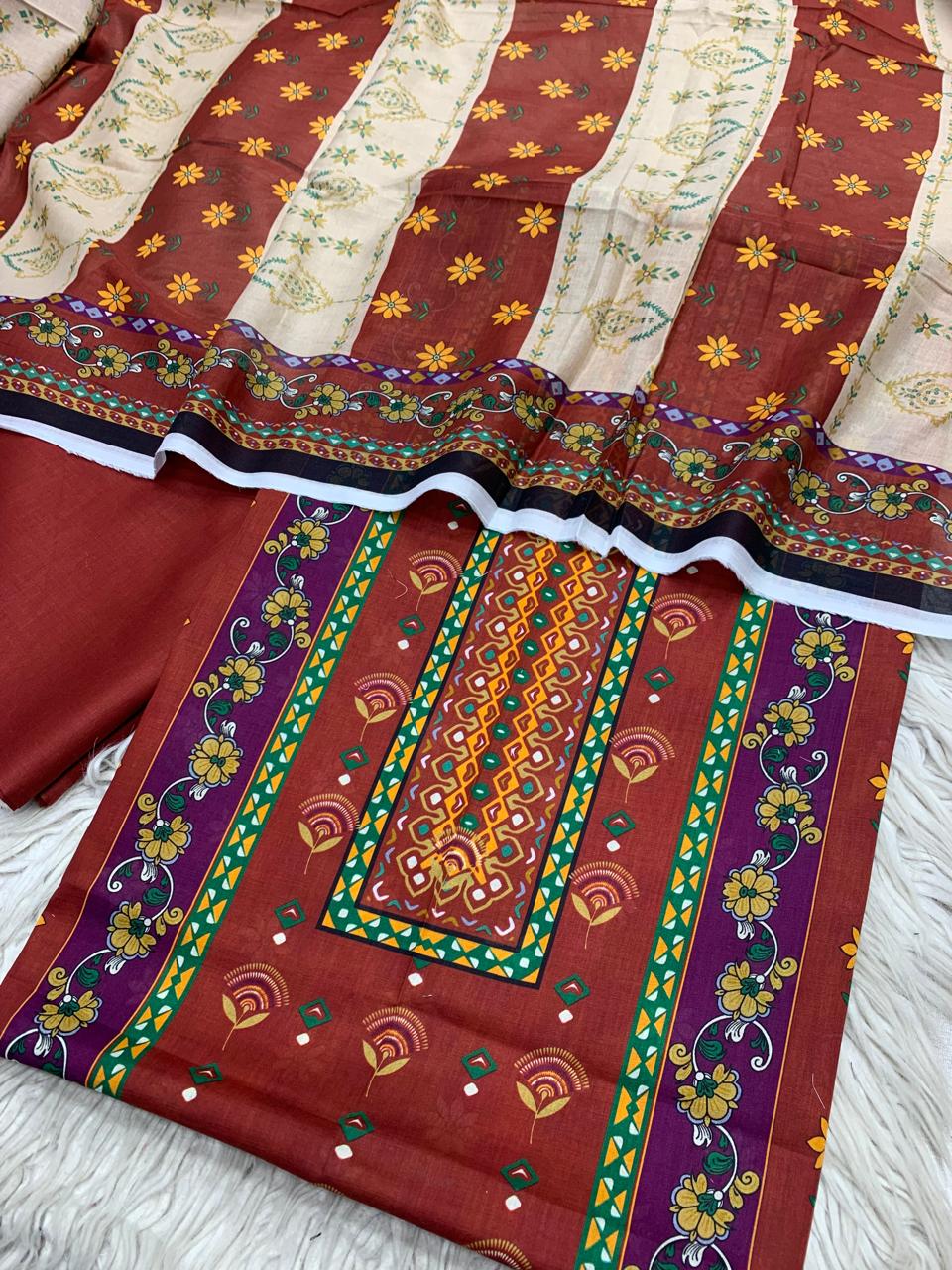 3Pc Sapphire Lawn Digital Printed Unstitched Suit 0200