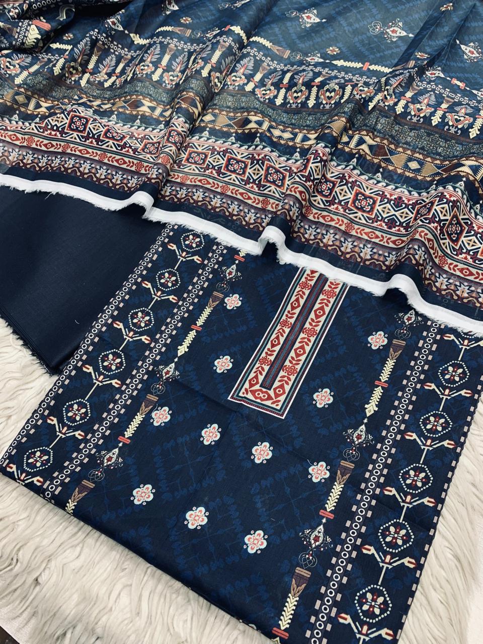 3Pc Sapphire Lawn Digital Printed Unstitched Suit 0200