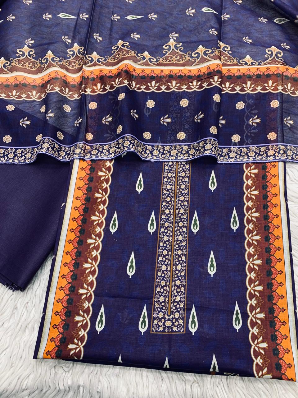 3Pc Sapphire Lawn Digital Printed Unstitched Suit 0200