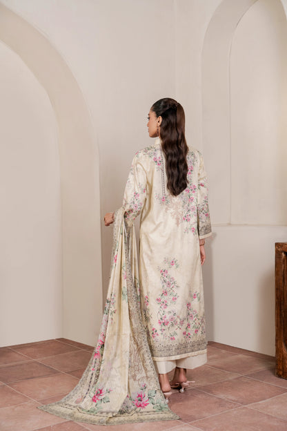 3Pc Firdous Cambric Printed Suit - D746
