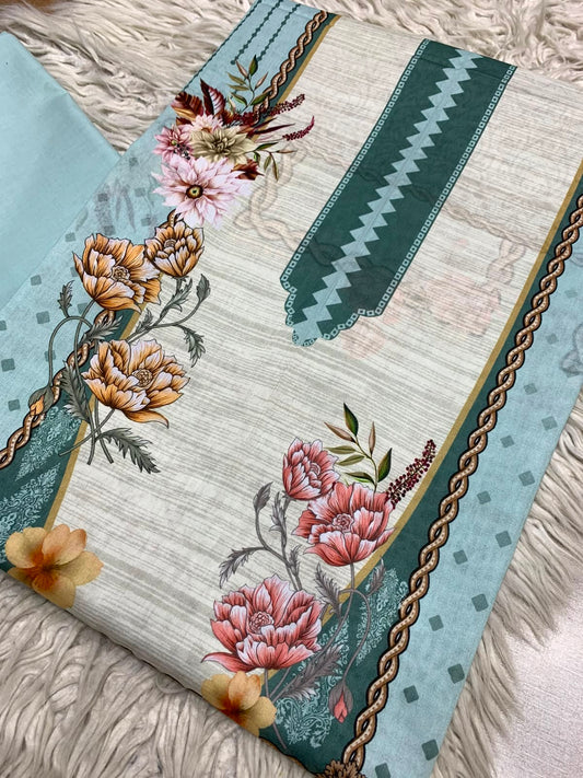2Pc Printed Lawn Unstitched Suit 68