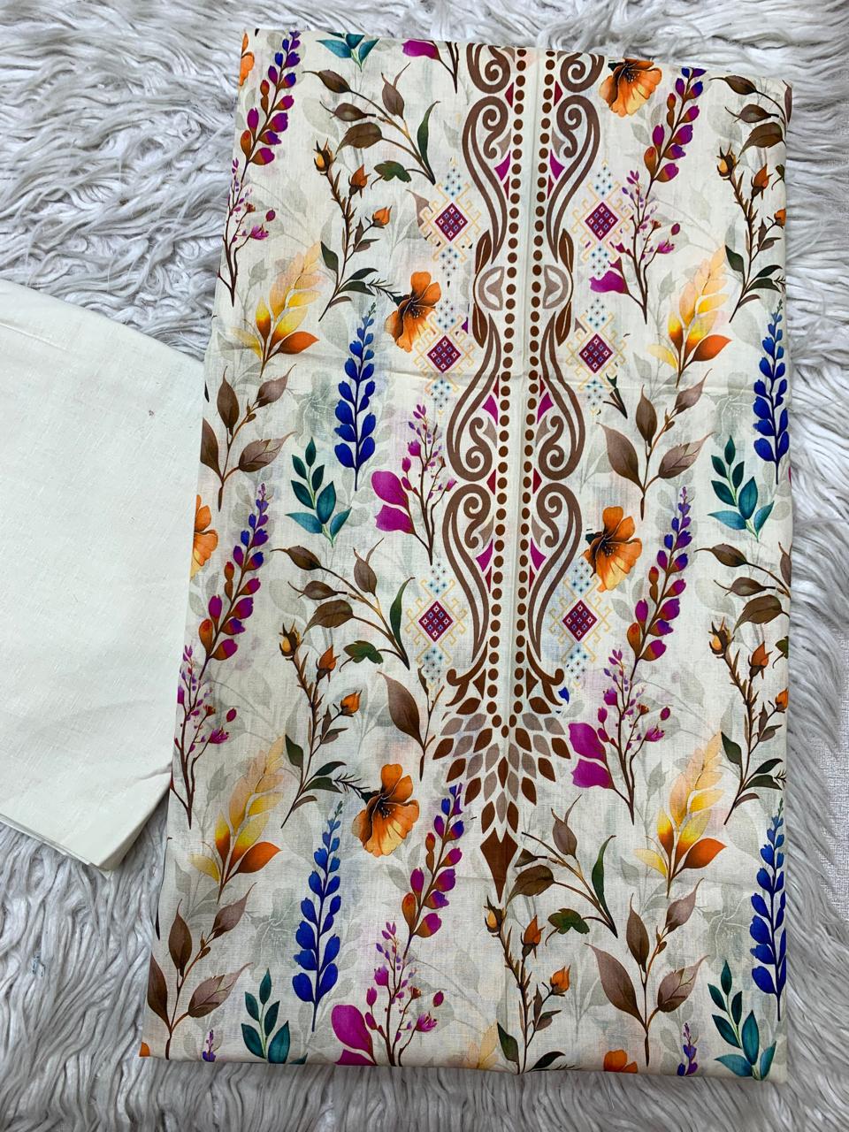 2pc Lawn Kameez & Dyed Trouser Suit Vol-0191