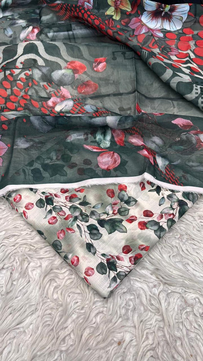 3Pc Supima Cross Slub Lawn Unstiched Suit  Vol-03