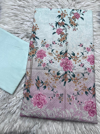 2Pc Lawn Kameez & Plain Trouser Vol-0010