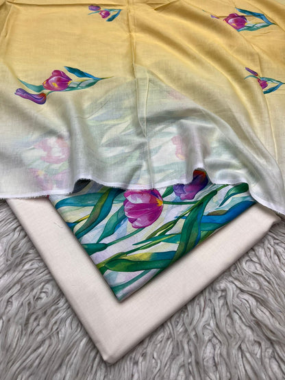 90x88 Lawn 3Pc Printed Suit Vol-0020