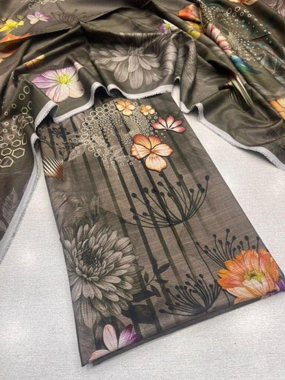2Pc Slub Dhanak Kameez & Dupatta Unstitched Suit 76