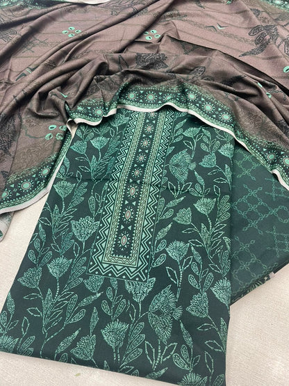 3Pc Sapphire Dhanak Unstitched Suit 0157