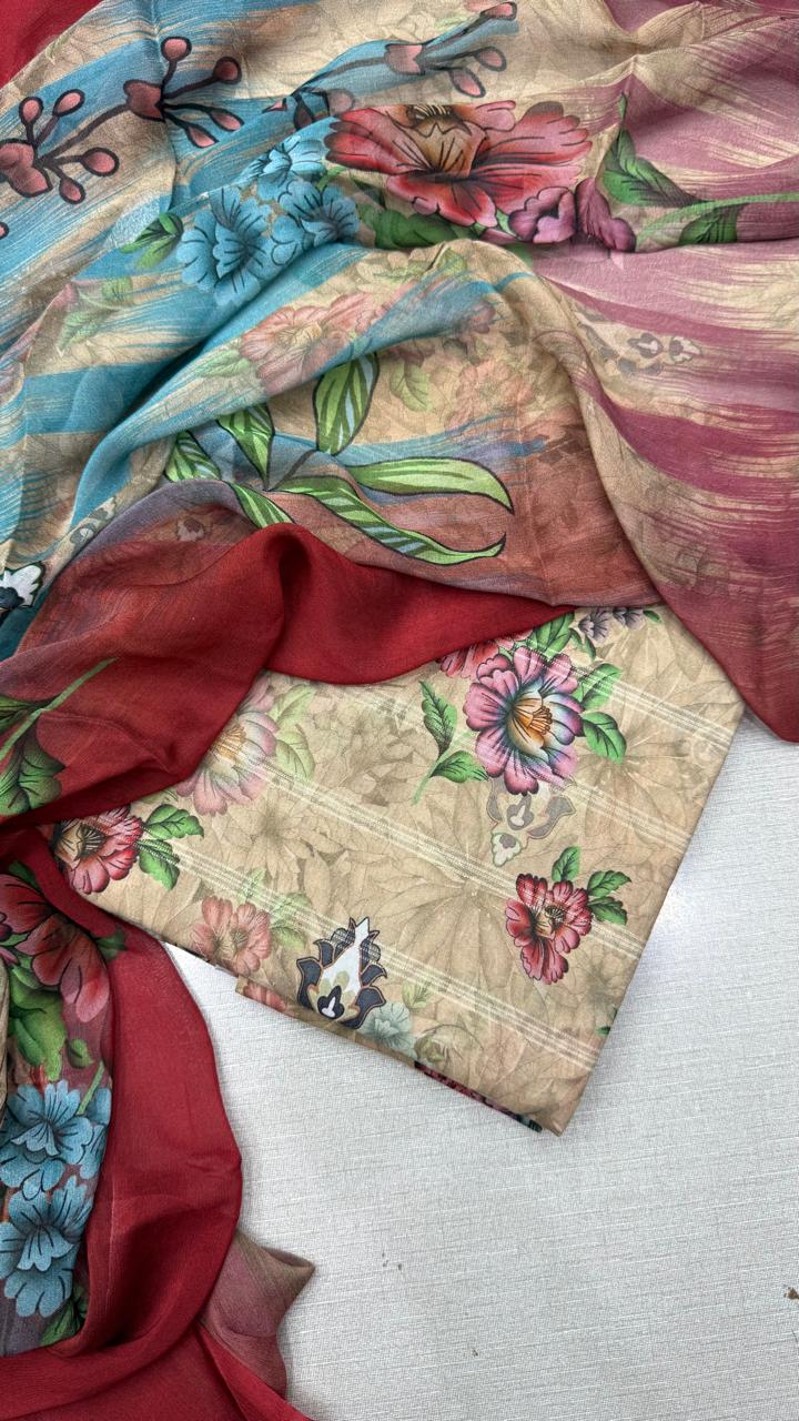 3Pc Luxury Nino Lawn with Chiffon Dupatta  Vol-306