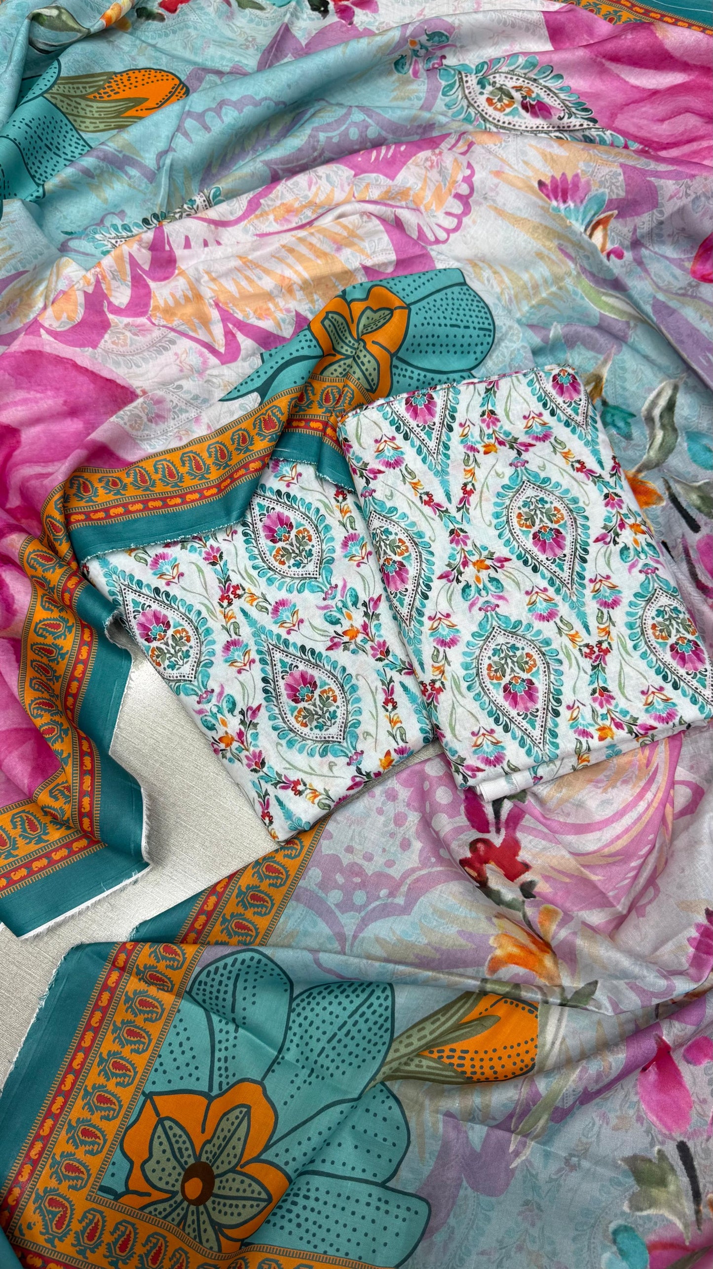 3Pc Supima Lawn Unstitched Suit 1432