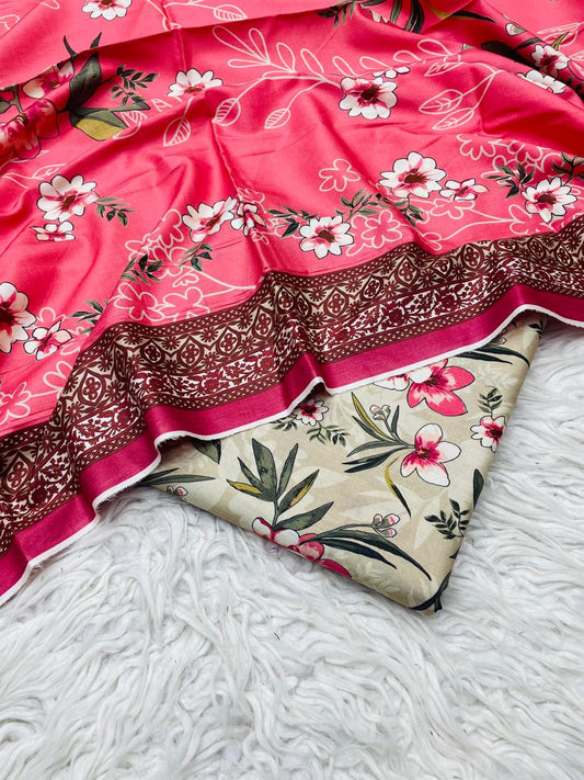 3Pc Linen Allover Unstitched Suit - 0099