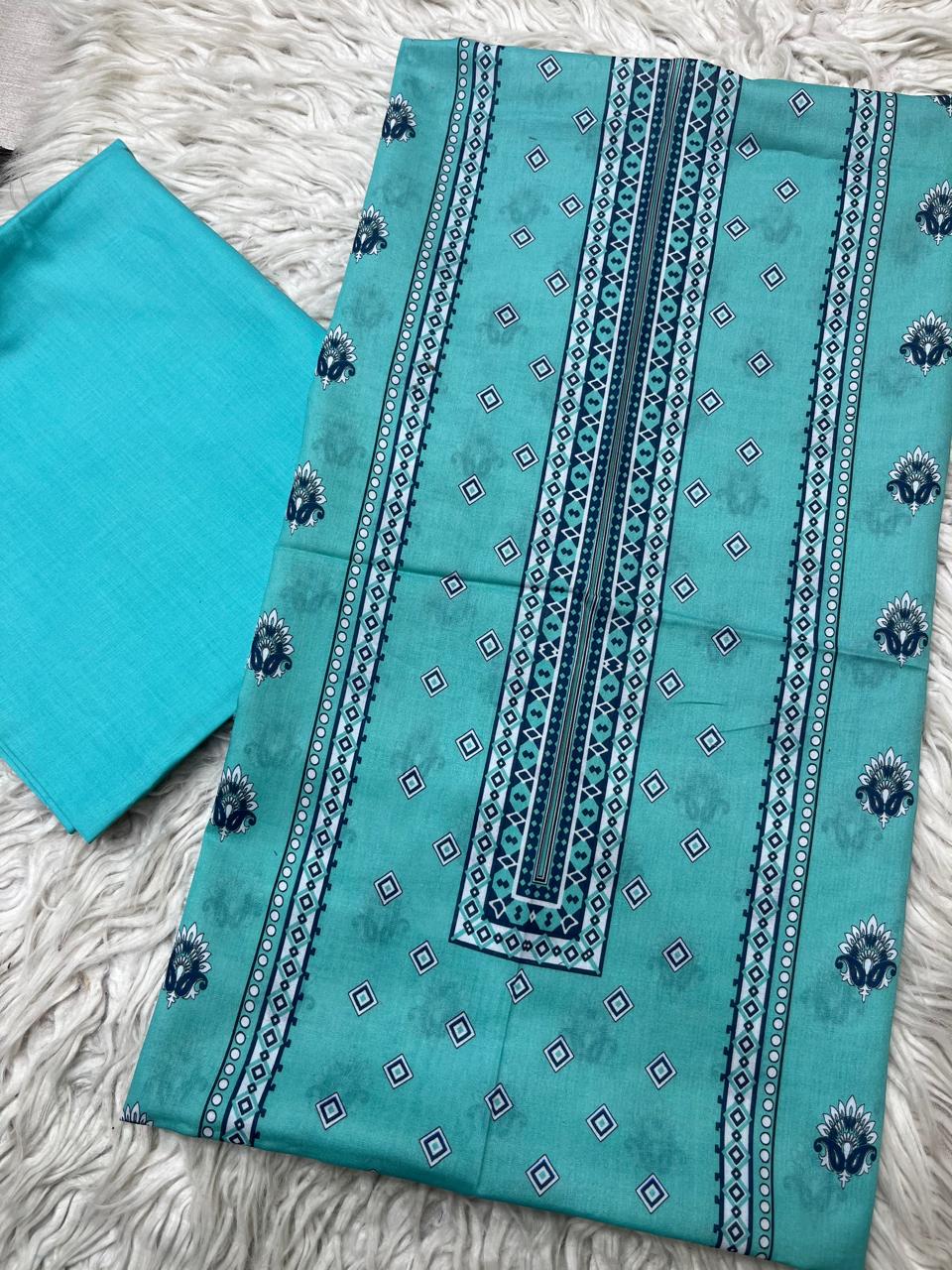 2Pc Lawn Kameez & Dyed Trouser Unstitched Suit Vol-35