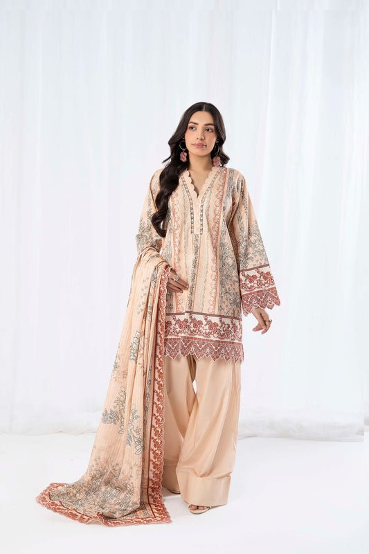 3PC Firdous Cambric Printed Unstitched Suit Vol-0095