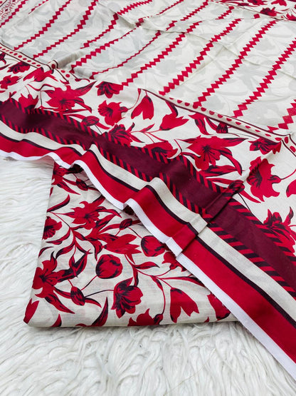 3Pc Civic Lawn Unstitched Suit Vol-0096