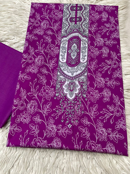 2Pc Bin Noor Fab Lawn Kameez & Dyed Trouser Suit Vol-50