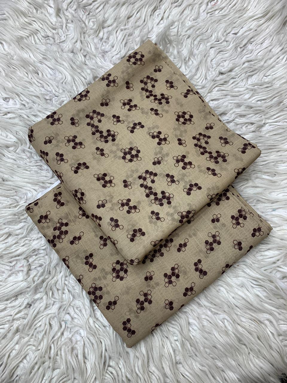 2Pc Supima Cross Slub Lawn Unstitched Suit  Vol-973