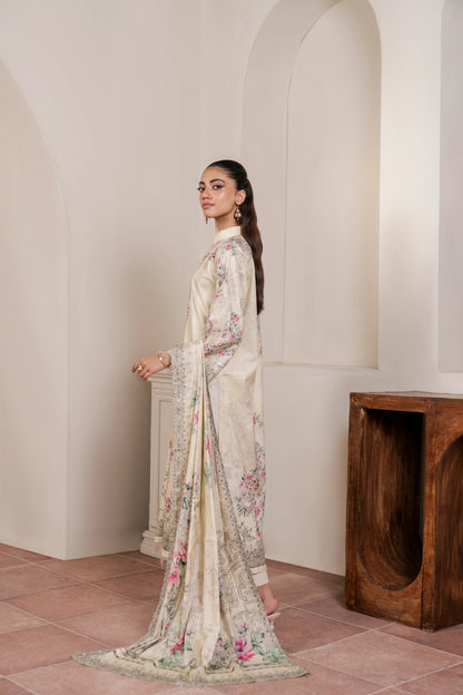 3Pc Firdous Cambric Printed Suit - D746