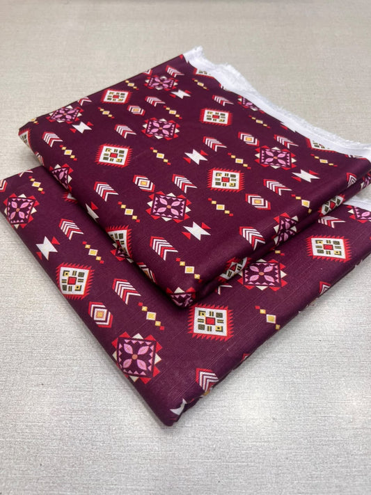 2Pc Slub Khaddar Same Printed Unstitched Suit 701