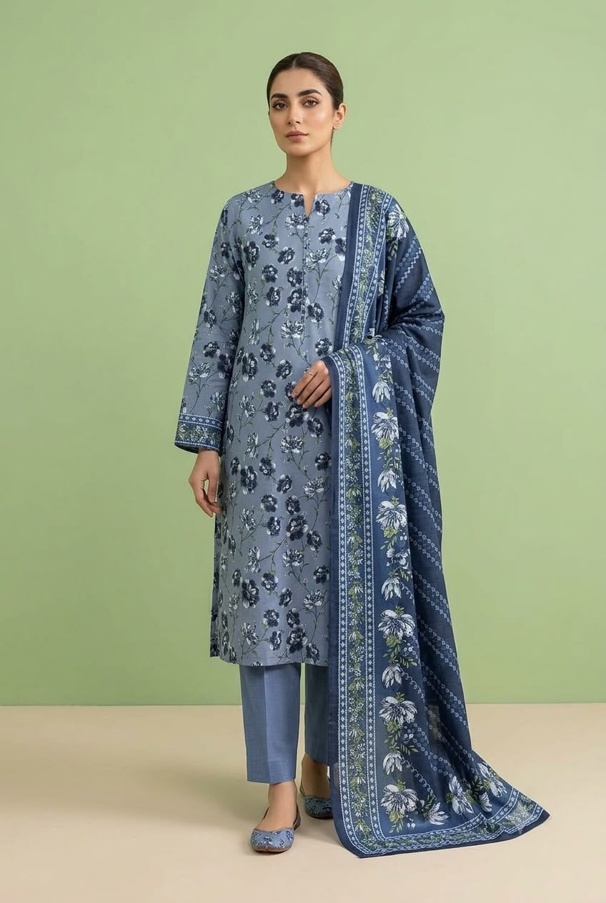 3Pc Slub Khaddar Unstitched Suit 24