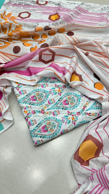 3Pc Supima Lawn Allover Suit  - #36555