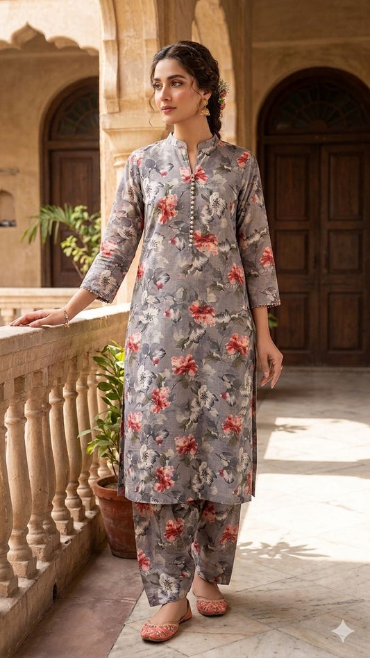 2Pc Lawn Bana Dora Digital Printed Suit Vol-18