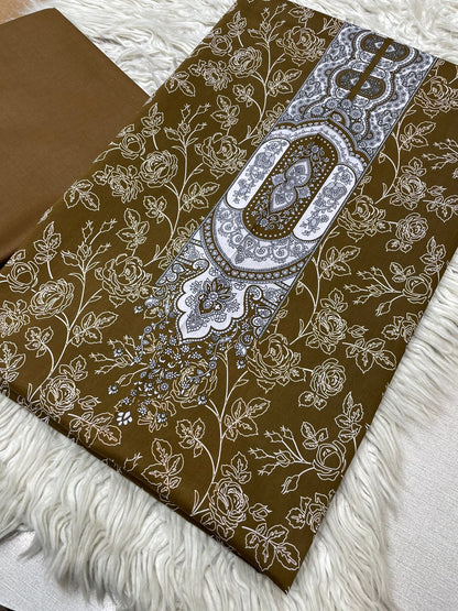 2Pc Bin Noor Fab Lawn Kameez & Dyed Trouser Suit Vol-50