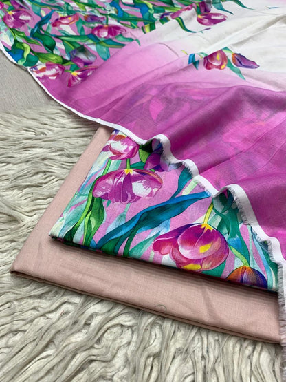 90x88 3Pc Premium Lawn Suit Vol-0020