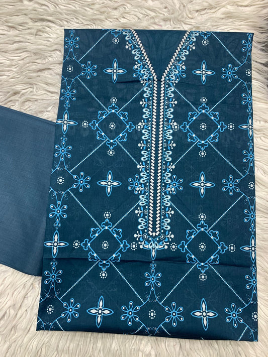 2Pc Bin Noor Fab Lawn Kameez & Dyed Trouser Suit Vol-39