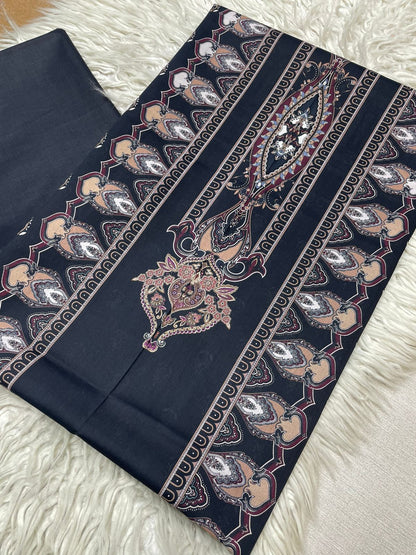 2Pc Bin Noor Fab Lawn Kameez & Dyed Trouser Suit Vol-50