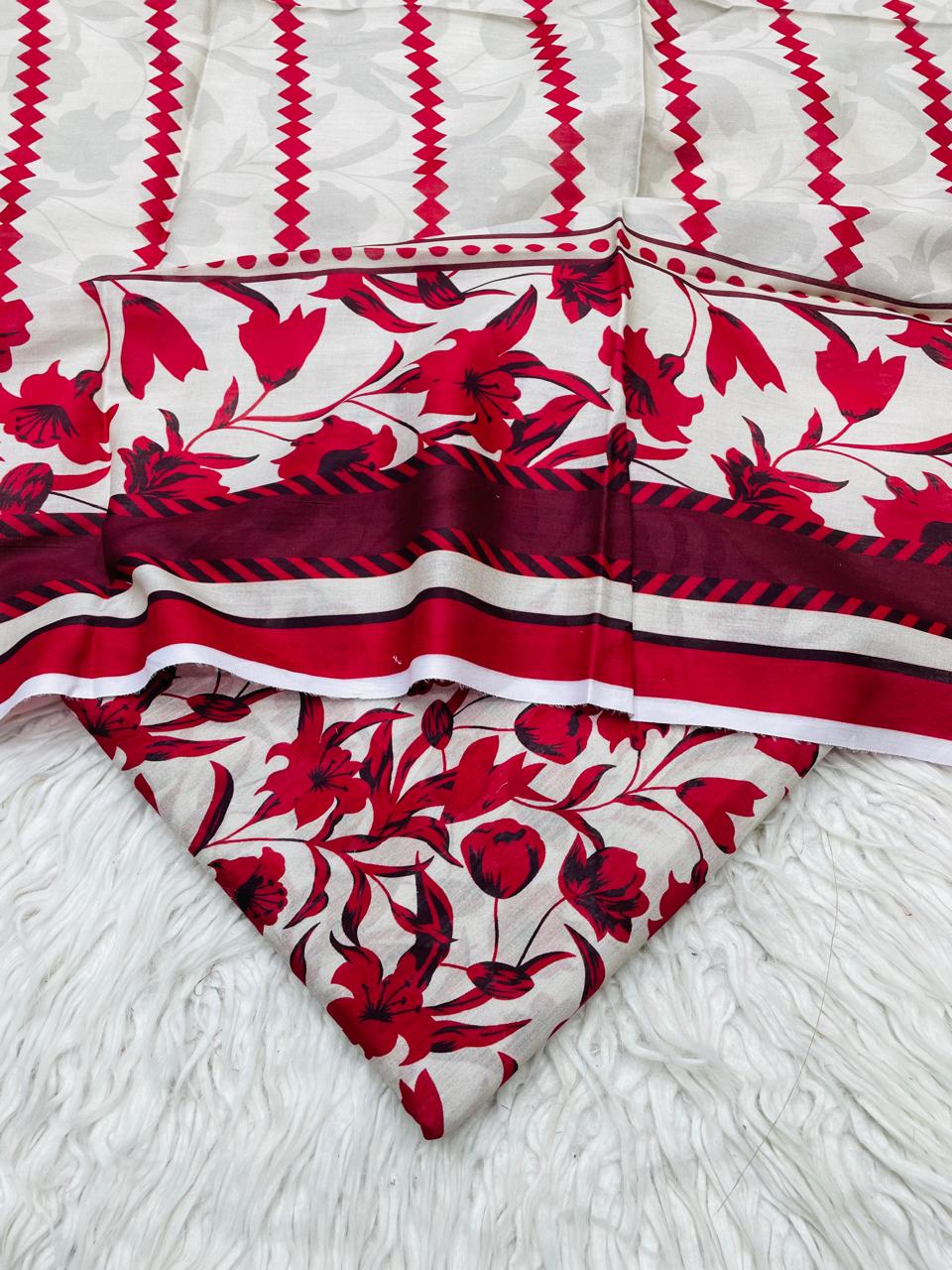 3Pc Civic Lawn Unstitched Suit Vol-0096