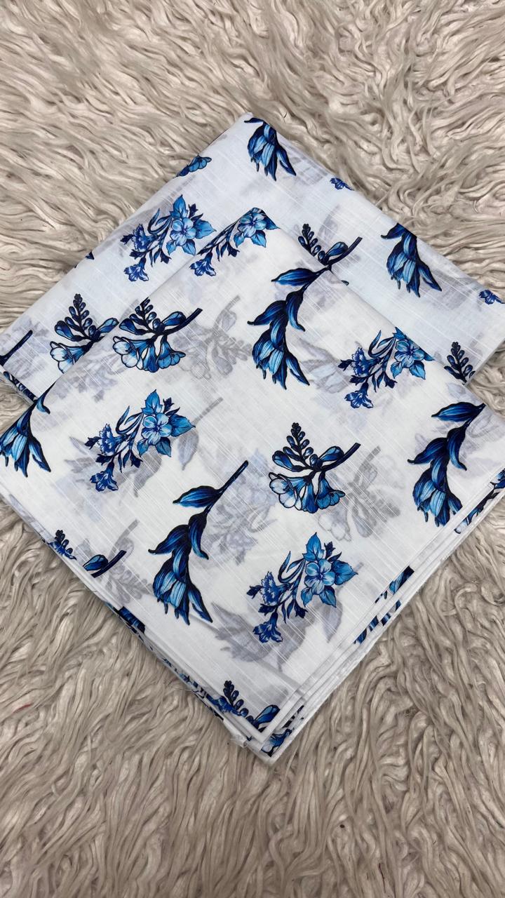 2Pc Supima Cross Slub Lawn Unstiched Suit  Vol-03