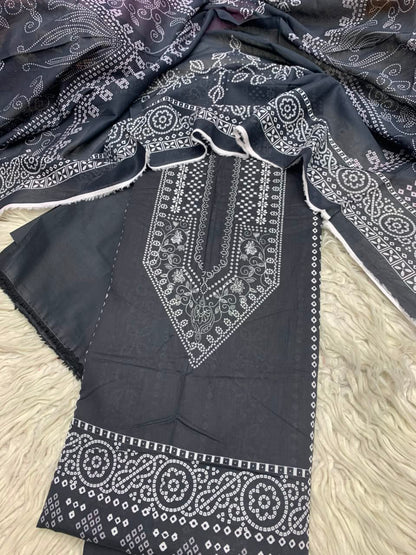 90/88 3Pc Firdous Lawn  Unstiched Suit 0032