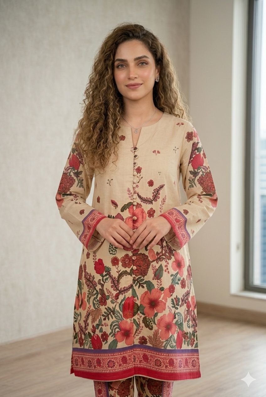 Lawn Co-Ord Set Vol-682
