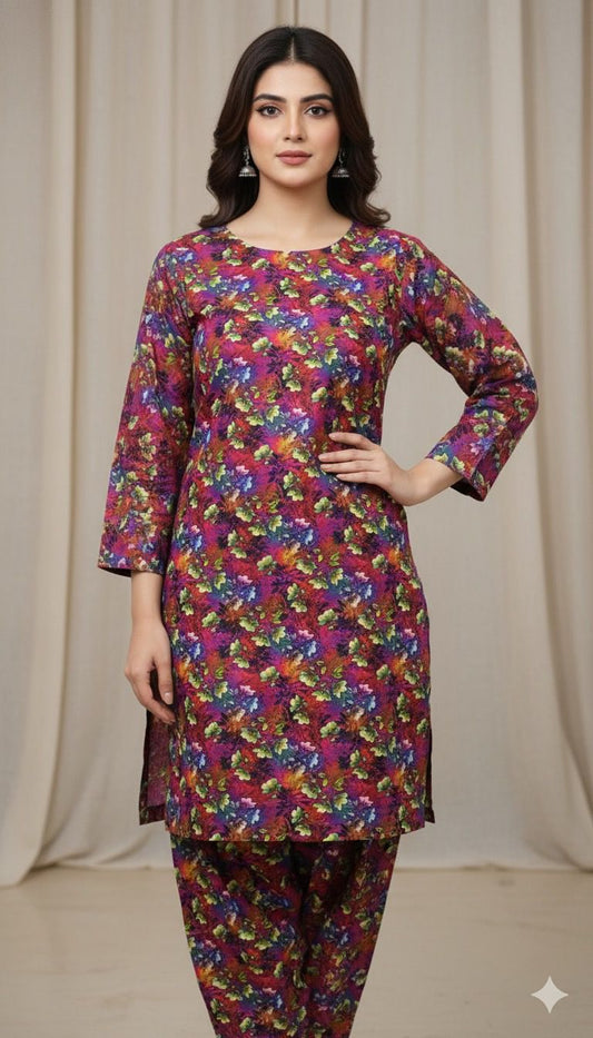 2-Piece Taweera Cotton Allover Suit D-40816