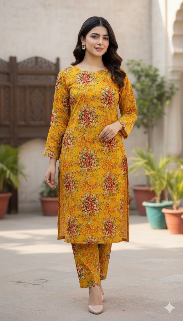 2-Piece Taweera Cotton Allover Suit D-40818