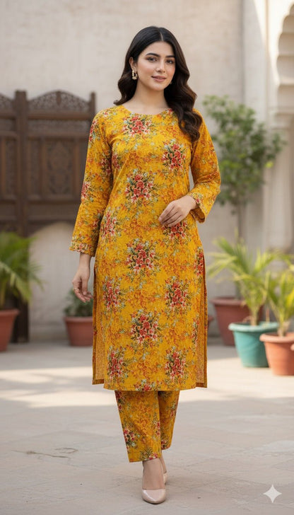 2-Piece Taweera Cotton Allover Suit D-40818