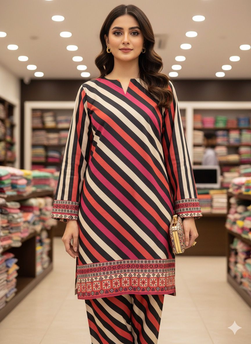 2 PC Cotton Allover Unstitched Suit Vol-1939