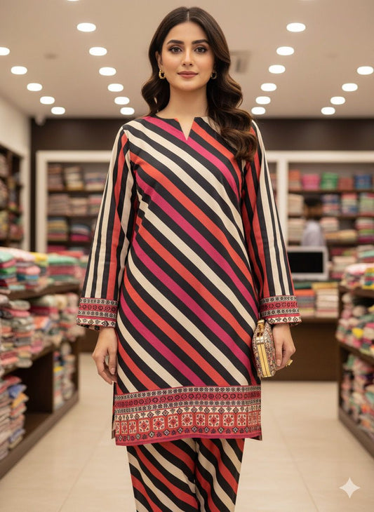 2 PC Cotton Allover Unstitched Suit Vol-1939