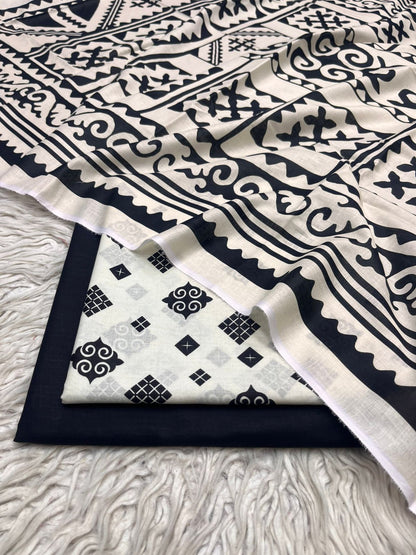 3Pc  Maria.B Lawn Digital Printed Unstitched Suit Vol-0221