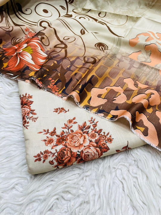 3Pc Slub Khaddar Allover Suit - 0092