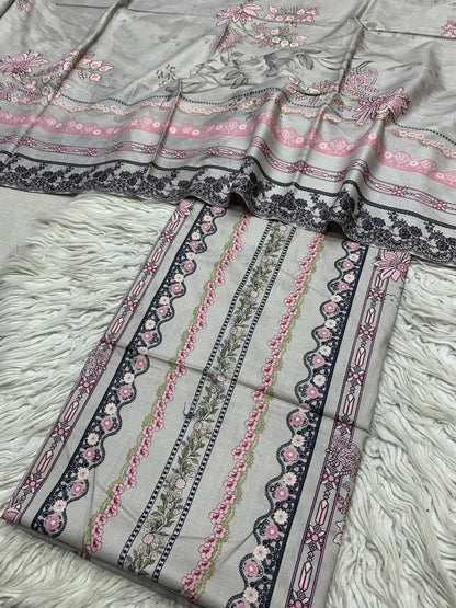 2Pc Firdous Silk Lumen Kameez & Dupatta Unstitched Suit Vol-0130