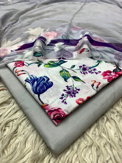 90x88 3Pc Premium Lawn Suit Vol-0020
