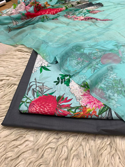 90x88 3Pc Premium Lawn Suit Vol-0020