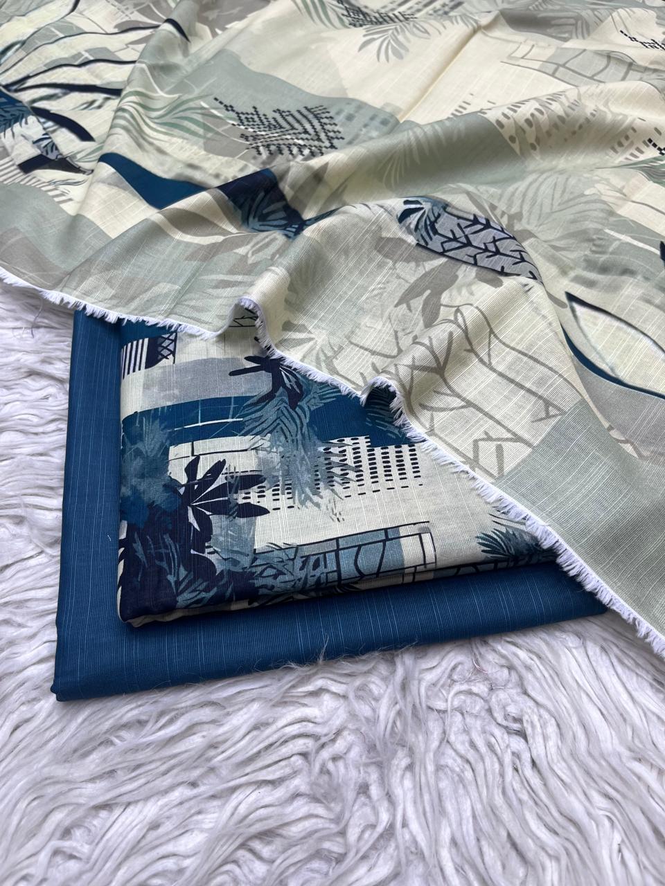 3Pc Slub Khaddar Unstitched Suit Vol-0137