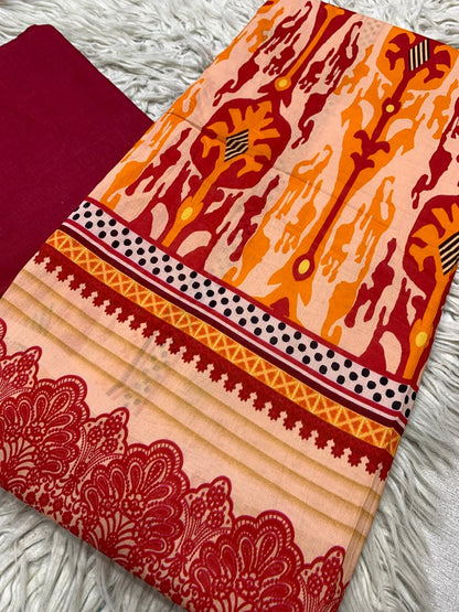 2Pc Printed Lawn Unstitched Suit 1028