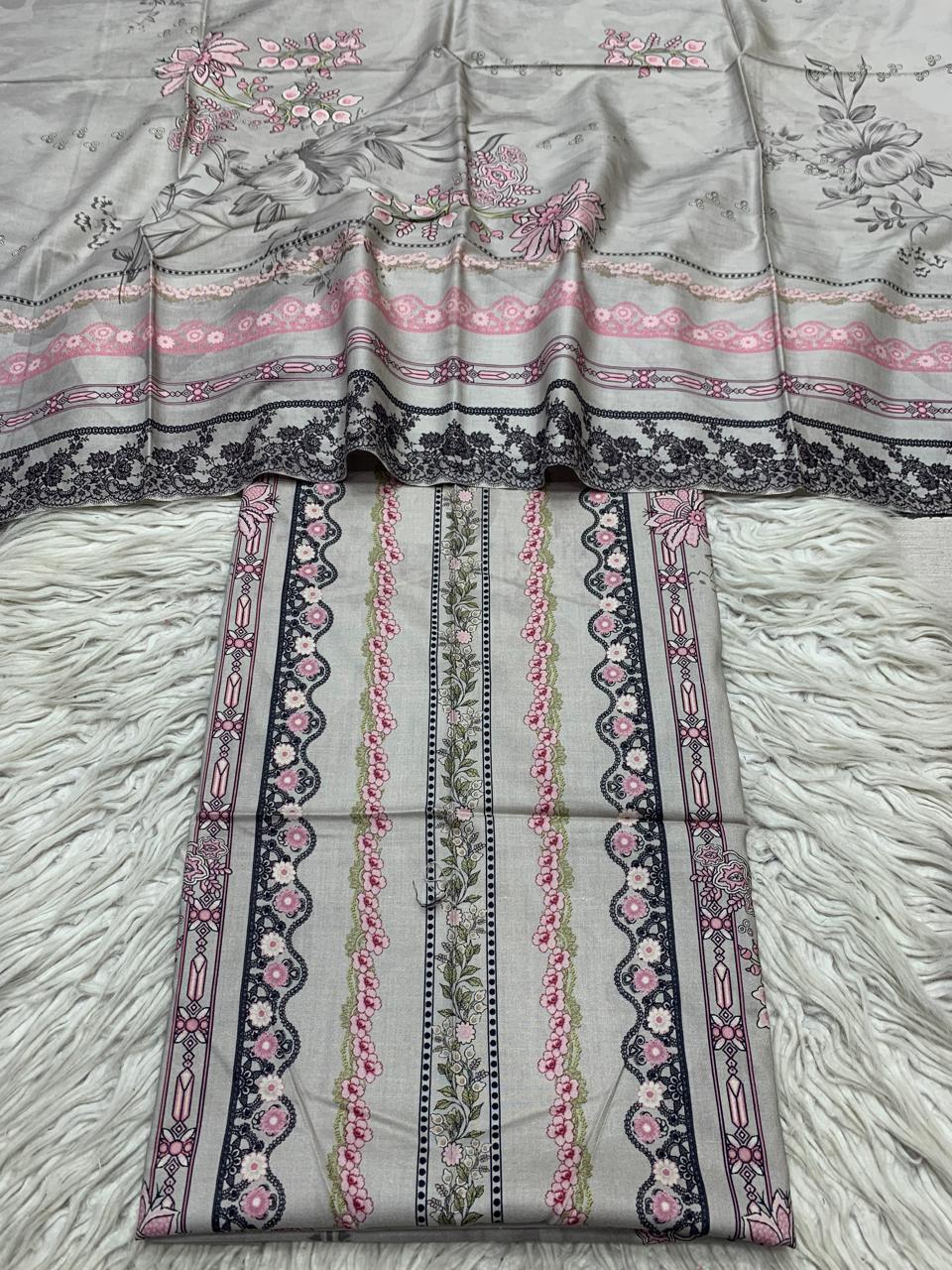 2Pc Firdous Silk Lumen Kameez & Dupatta Unstitched Suit Vol-0130