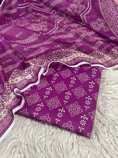 3Pc Supima Lawn Unstitched Suit 1432