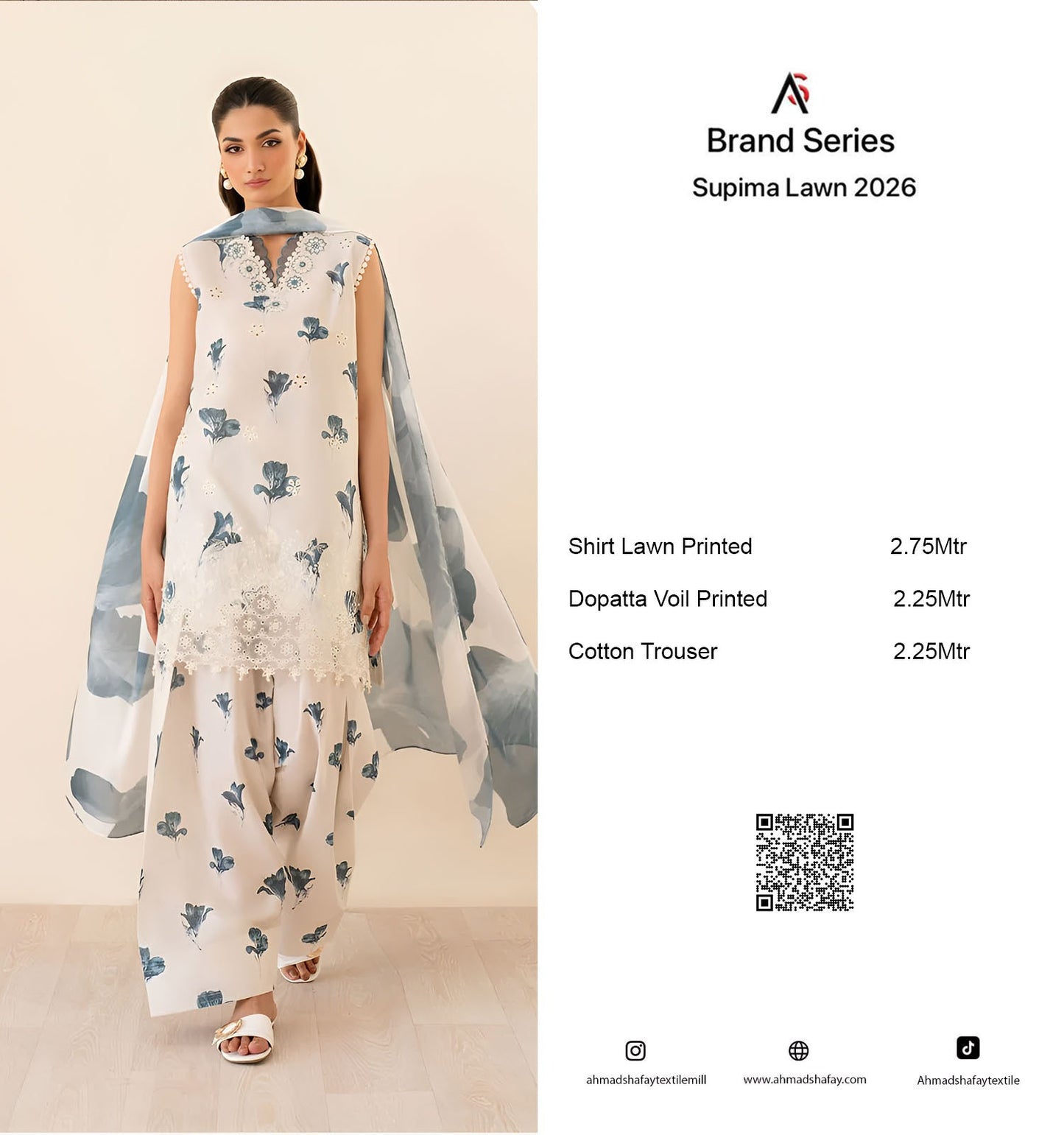 Supima Lawn 3Pc Unstitched Suit Vol-02