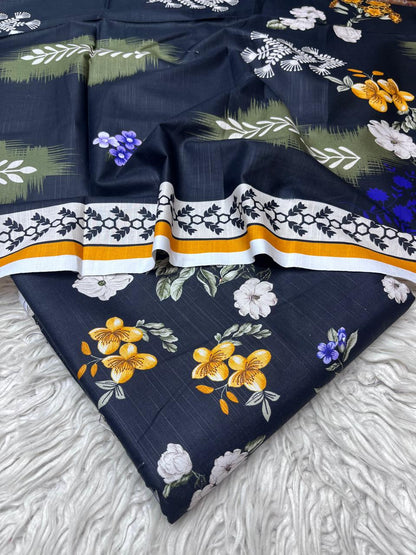 3Pc Slub Khaddar Unstitched Suit Vol-6182