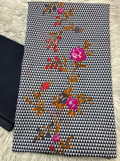 2Pc Printed Lawn Unstitched Suit 1028